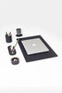 Polo Plus Leather Desktop Set Black 5 Pieces Wooden Detailed